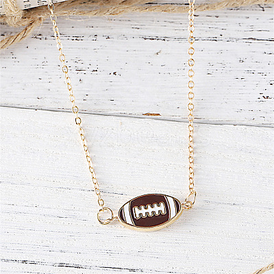 Rugby Zinc Alloy Enamel Pendant Necklaces & Dangle Earrings Sets FS-WGFCE0C-02-1