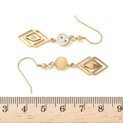304 Stainless Steel Rhombus Dangle Earrings Hand Polished EJEW-Z129-12G-02-1