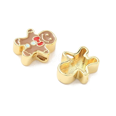 Christmas Brass Enamel Beads KK-I474-G03-1