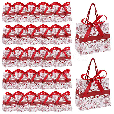Floral Printed Paper Gift Tote Bags ABAG-WH0044-82D-1