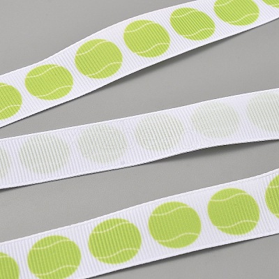 5 Yards Tennis Print Polyester Grosgrain Ribbon OCOR-WH0085-64D-1