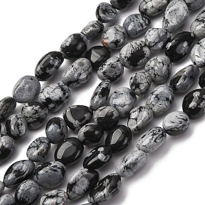 Natural Snowflake Obsidian Beads Strands G-K395-A04-02-1