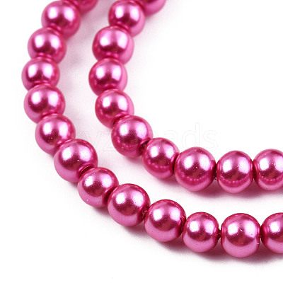 Baking Paint Pearlized Glass Pearl Round Bead Strands X-HY-Q003-4mm-10-1