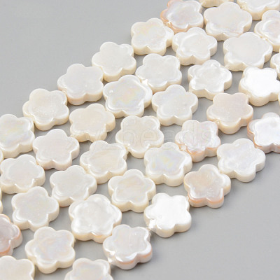 Electroplate Natural Freshwater Shell Beads Strands SHEL-T017-08-1