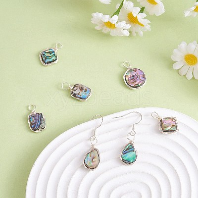 8Pcs 4 Styles Natural Abalone Shell/Paua Shell Pendants FIND-SZ0003-08-1