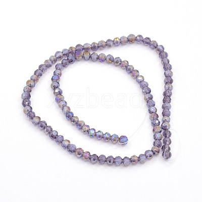 Pearl Luster Plated Glass Faceted Round Spacer Bead Strands GLAA-A027-3mm-PL03-1