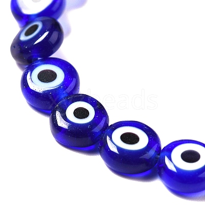 Handmade Evil Eye Lampwork Flat Round Bead Strands LAMP-L058-6mm-04-1