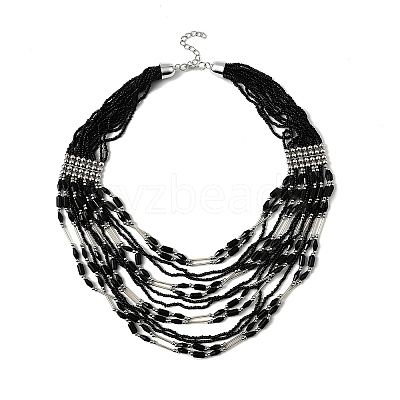 Bohemia Style Glass Seed Bead Multi-strand Necklaces NJEW-H063-01P-05-1