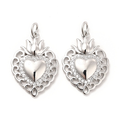 Rack Plating Brass Micro Pave Cubic Zirconia Pendants KK-K270-16P-1