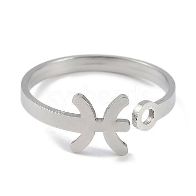 Non-Tarnish Constellations 304 Stainless Steel Open Cuff Ring for Women RJEW-L122-001P-10-1