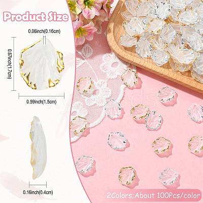 200Pcs 2 Colors Frosted Plastic Petal Pendants KY-FS0001-49-1