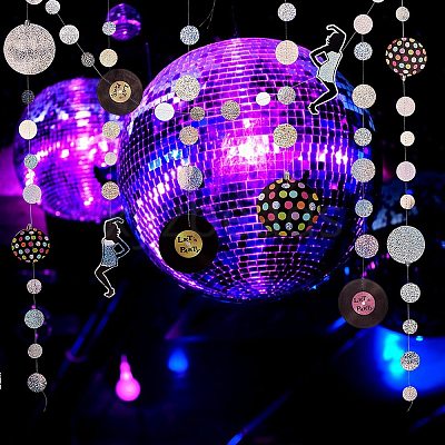 AHADEMAKER Iridescent Disco Theme Paper Garlands HJEW-GA0001-18-1