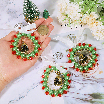 Christmas Wreath Acrlic & Glass Pendant Decorations PALLOY-GO00036-1