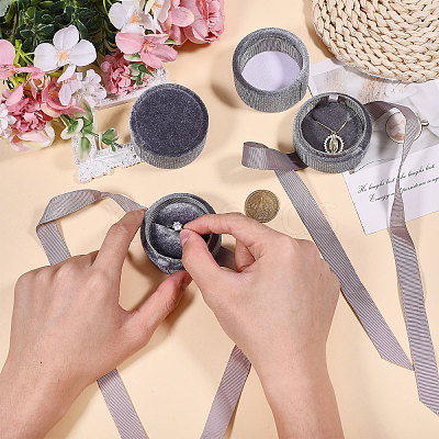 2Pcs Round Velvet Ring Boxes & Pendant Boxes Sets VBOX-CA0001-04A-1