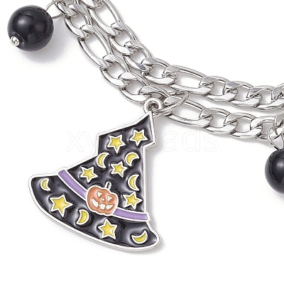 3Pcs 3 Styles Halloween Theme 304 Stainless Steel Figaro Chains Multi-strand Bracelets BJEW-JB12094-1