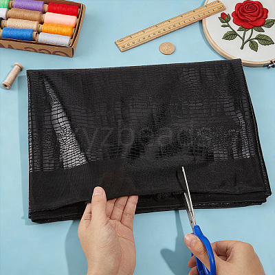 Polyester Elastic Fabric with Crocodile Pattern DIY-PH0036-91A-1