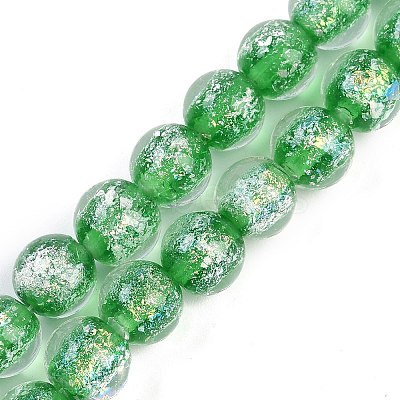 Handmade Gold Foil Lampwork Beads Strands LAMP-Q002-01B-1