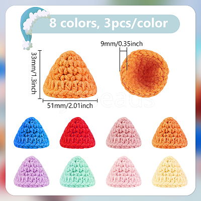 24Pcs 8 Colors Handmade Wool Woven Hat Decoration AJEW-FG0003-34B-1