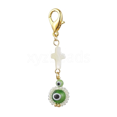 Lampwork & Glass Seed Bead Pendant Decorations HJEW-MZ00041-1