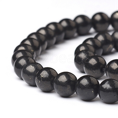 Natural Shungite Beads Strands G-I271-C03-8mm-1