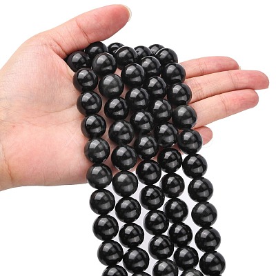 Natural Obsidian Beads Strands G-G099-14mm-24-1