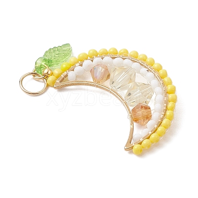 Round Glass Seed Beaded Fruit Pendants PALLOY-MZ00864-04-1