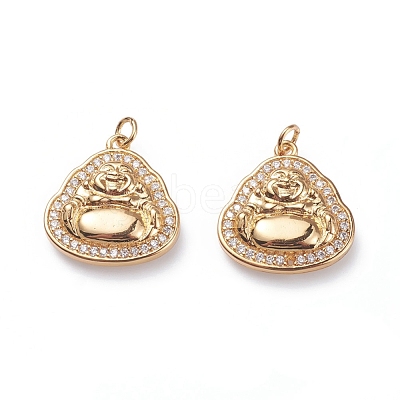 Brass Micro Pave Cubic Zirconia Pendants ZIRC-G156-02G-1