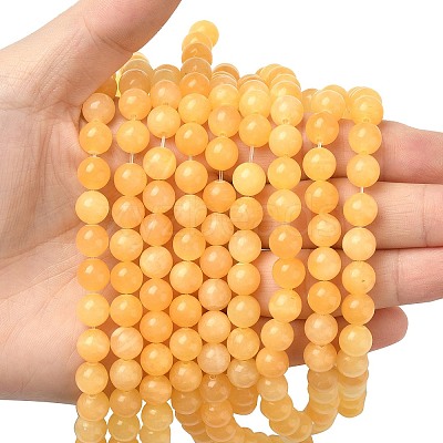 Natural Yellow Jade Bead Strands G-K121-02-8mm-1