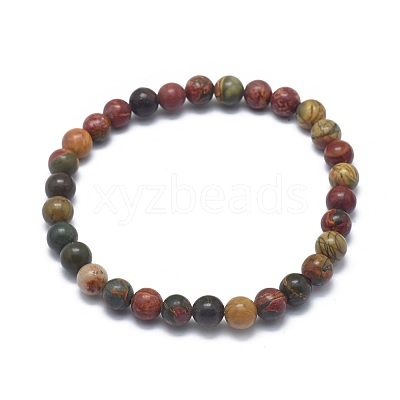 Natural Polychrome Jasper/Picasso Stone/Picasso Jasper Bead Stretch Bracelets BJEW-K212-C-001-1