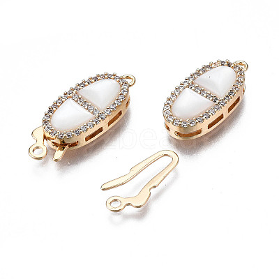 Brass Micro Pave Clear Cubic Zirconia Fishhook Clasps X-KK-Q278-001-NF-1