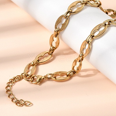 304 Stainless Steel Coffee Bean Chain Bracelet & Necklace Jewelry Sets SJEW-L199-19G-1