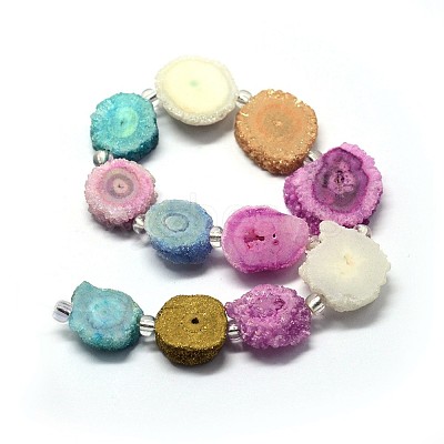 Natural Druzy Quartz Crystal Beads Strands G-F582-A05-1