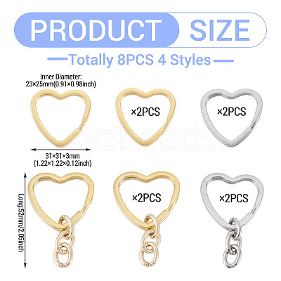 8Pcs 3 Styles 304 Stainless Steel Keychain Clasps STAS-TA0004-78-1