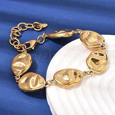 Textured 316L Surgical Stainless Steel Link Chain Bracelets for Women BJEW-D454-03G-1