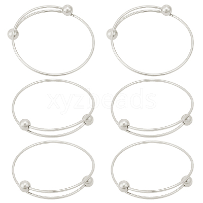 6Pcs Adjustable 304 Stainless Steel Wire Cuff Bangle Making MAK-BBC0001-24A-P-1