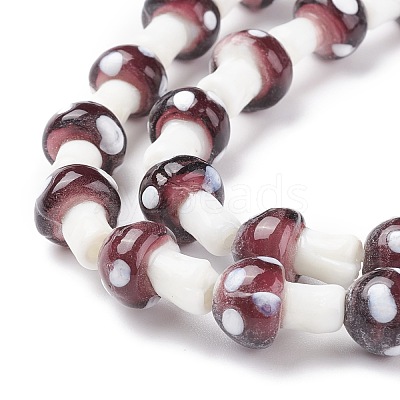 Mushroom Handmade Lampwork Beads Strands LAMP-R116-10-1