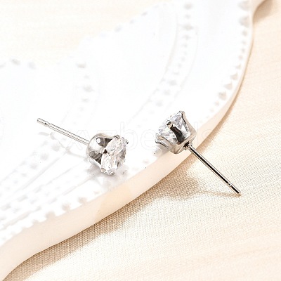 Cubic Zirconia Ear Studs X-STAS-E051-3D-1