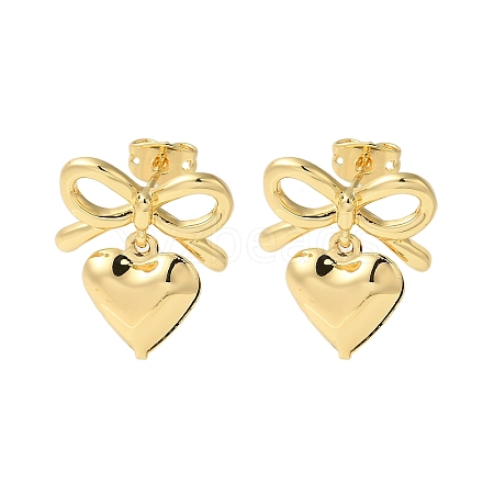 Rack Plating Heart Brass Stud Earrings EJEW-C109-01G-1