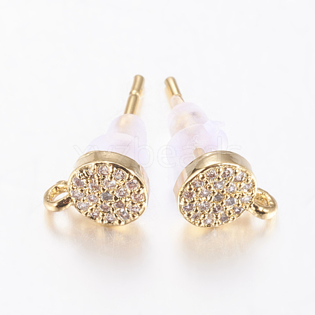 Brass Micro Pave Cubic Zirconia Stud Earring Findings ZIRC-E132-11B-G-1