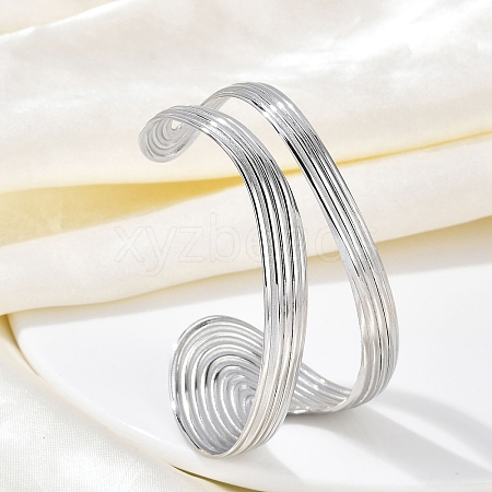 304 Stainless Steel Cuff Bangles for Women BJEW-B108-02P-1