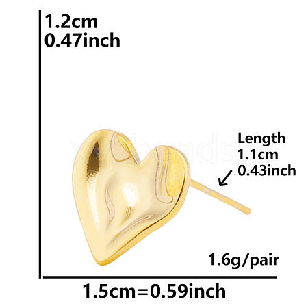 Stylish Heart Shaped 304 Stainless Steel Stud Earrings for Women BS5340-10-1