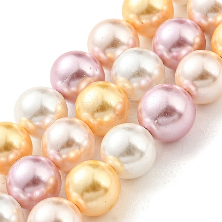 Electroplated Shell Pearl Beads Strands SHEL-F008-03B-05-1