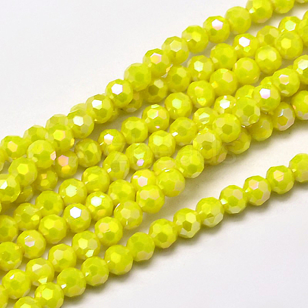 Faceted Round Full Rainbow Plated Electroplate Glass Beads Strands X-EGLA-J130-FR05-1