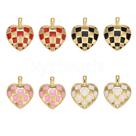 8Pcs 4 Colors Rack Plating Brass Enamel Pendants KK-SZ0006-07-1