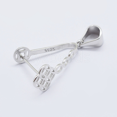 Anti-Tarnish Rhodium Plated 925 Sterling Silver Micro Pave Cubic Zirconia Pendant Bails X-STER-E054-13P-1
