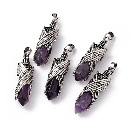 Natural Amethyst Pointed Pendants G-H281-01H-1