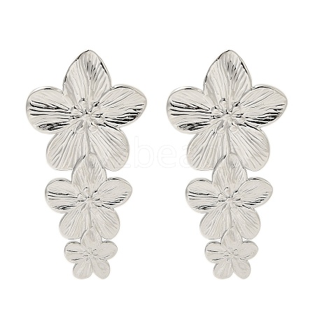 304 Stainless Steel Flower Stud Earrings for Women EJEW-U020-17P-1