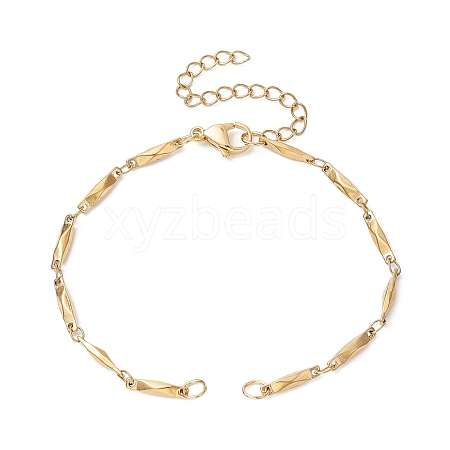 Ion Plating(IP) 304 Stainless Steel Faceted Bar Link Chain Bracelet Makings AJEW-JB01184-01-1