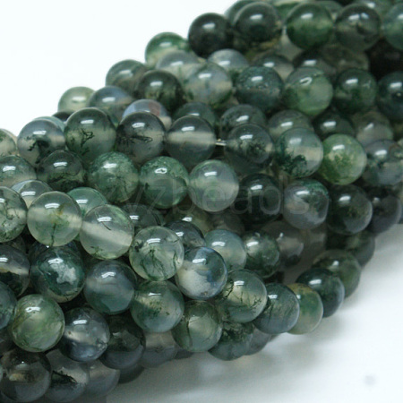 Natural Moss Agate Bead Strands G-J358-01-8mm-1