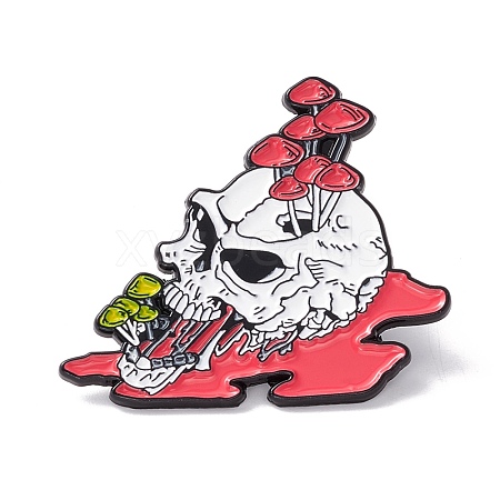 Skull with Mushroom Enamel Pin FIND-K005-06EB-1